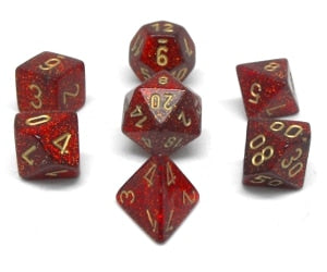 CHX27504 Ruby/Gold Glitter 7PC Polyhedral Dice Set image 0